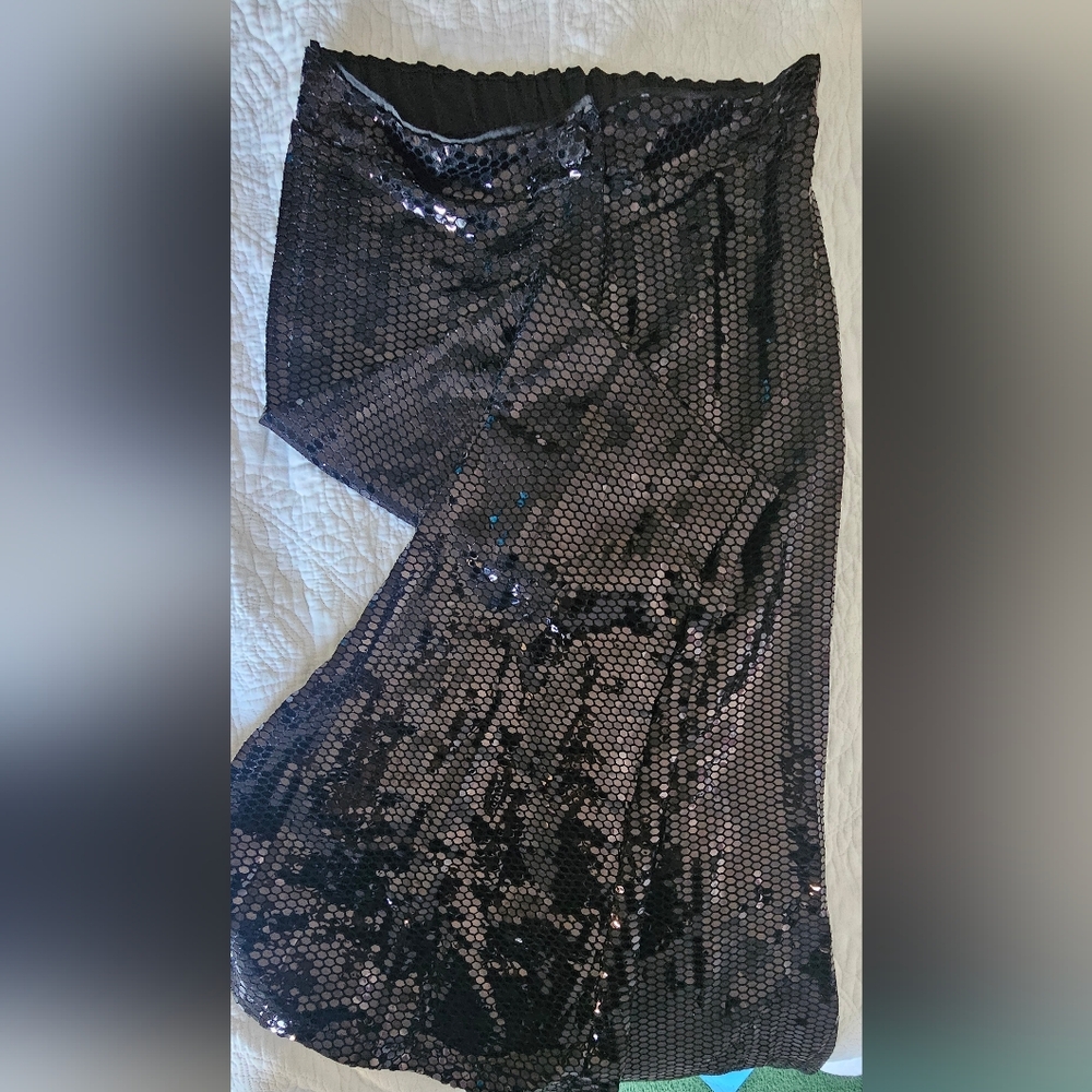 Foxblood Disco Flare Pants With Sequins